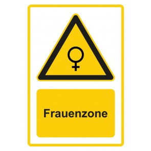 Aufkleber Warnzeichen Piktogramm & Text deutsch · Hinweiszeichen Frauen Zone · gelb