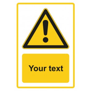 Schild Warnzeichen Piktogramm & Text englisch · Warning · Your text · gelb | selbstklebend (Warnschild)