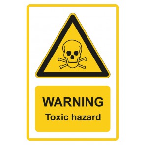 Aufkleber Warnzeichen Piktogramm & Text englisch · Warning · Toxic hazard · gelb (Warnaufkleber)