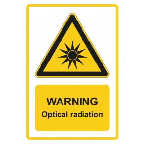 Magnetschild Warnzeichen Piktogramm & Text englisch · Warning · Optical radiation · gelb (Warnschild magnetisch · Magnetfolie)