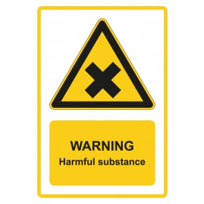 Schild Warnzeichen Piktogramm & Text englisch · Warning · Harmful substance · gelb | selbstklebend (Warnschild)