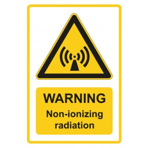 Schild Warnzeichen Piktogramm & Text englisch · Warning · Non-ionizing radiation · gelb | selbstklebend