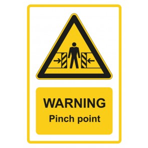 Aufkleber Warnzeichen Piktogramm & Text englisch · Warning · Pinch point · gelb | stark haftend