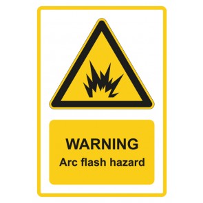 Aufkleber Warnzeichen Piktogramm & Text englisch · Warning · Arc flash hazard · gelb