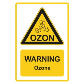 Schild Warnzeichen Piktogramm & Text englisch · Warning · Ozone · gelb | selbstklebend (Warnschild)