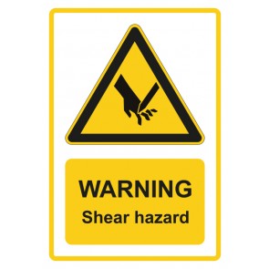 Aufkleber Warnzeichen Piktogramm & Text englisch · Warning · Shear hazard · gelb