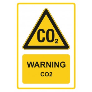 Schild Warnzeichen Piktogramm & Text englisch · Warning · CO2 · gelb