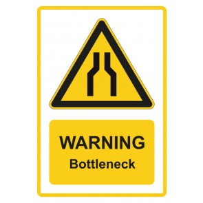 Schild Warnzeichen Piktogramm & Text englisch · Warning · Bottleneck · gelb | selbstklebend