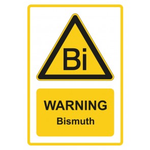Schild Warnzeichen Piktogramm & Text englisch · Warning · Bismuth · gelb