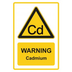 Schild Warnzeichen Piktogramm & Text englisch · Warning · Cadmium · gelb | selbstklebend (Warnschild)
