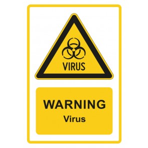 Aufkleber Warnzeichen Piktogramm & Text englisch · Warning · Virus · gelb