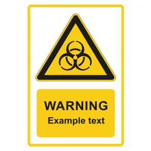 Schild Warnzeichen Piktogramm & Text englisch · Warning · Example text · gelb | selbstklebend (Warnschild)