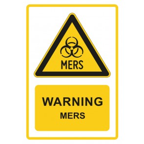 Schild Warnzeichen Piktogramm & Text englisch · Warning · MERS · gelb | selbstklebend (Warnschild)