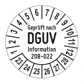 Mehrjahresprüfplakette Geprüft nach DGUV Information 208 - 022 Türen und Tore - Jahre und Monate