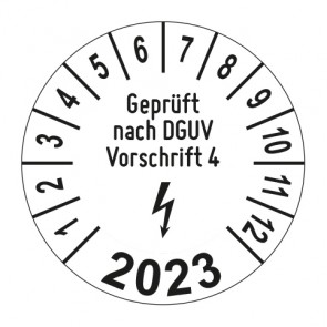 Jahresprüfplakette Geprüft nach DGUV Vorschrift 4 Blitz - Jahreszahl im Bogen_2