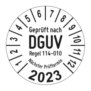 Jahresprüfplakette Geprüft nach DGUV Regel 114-010 - Jahreszahl im Bogen_2