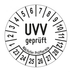 Mehrjahresprüfplakette UVV geprüft - Jahre und Monate