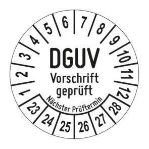 Mehrjahresprüfplakette DGUV Vorschrift geprüft - Jahre und Monate