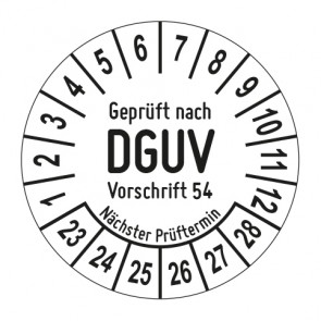 Mehrjahresprüfplakette Geprüft nach DGUV Vorschrift 54 - Jahre und Monate