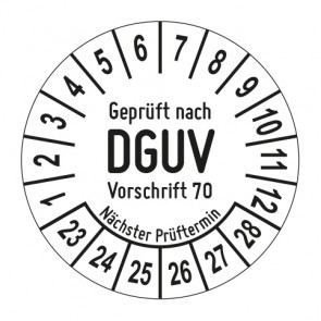 Mehrjahresprüfplakette Geprüft nach DGUV Vorschrift 70 - Jahre und Monate