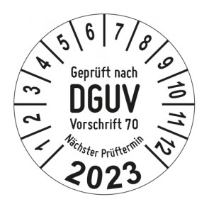 Jahresprüfplakette Geprüft nach DGUV Vorschrift 70 - Jahreszahl im Bogen_2