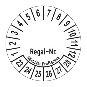 Mehrjahresprüfplakette Geprüft Regalnummer inkl. Beschriftungsfeld - Jahre und Monate