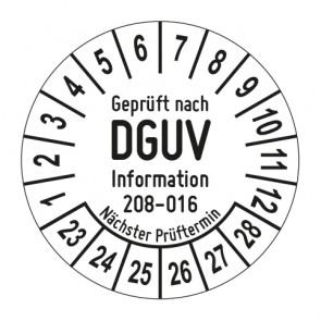 Mehrjahresprüfplakette Geprüft nach DGUV Information 208 - 016 Leiter und Tritte - Jahre und Monate