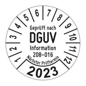 Jahresprüfplakette Geprüft nach DGUV Information 208-016 Leiter und Tritte - Jahreszahl im Bogen_1