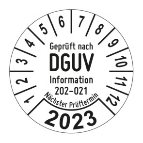 Jahresprüfplakette Geprüft nach DGUV Information 202-021 Sichere Schultafeln - Jahreszahl im Bogen_1