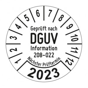 Jahresprüfplakette Geprüft nach DGUV Information 208-022 Türen und Tore - Jahreszahl im Bogen_1