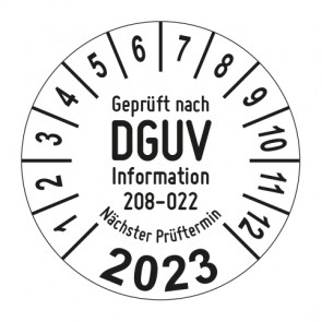 Jahresprüfplakette Geprüft nach DGUV Information 208-022 Türen und Tore - Jahreszahl im Bogen_2