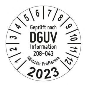 Jahresprüfplakette Geprüft nach DGUV Information 208-043 Sicherheit von Regalen - Jahreszahl im Bogen_2