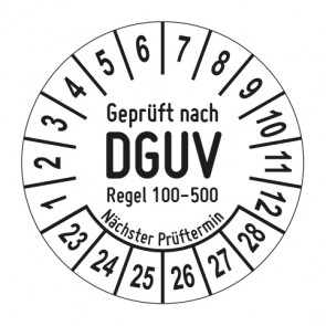 Mehrjahresprüfplakette Geprüft nach DGUV Regel 100 - 500 Prüfung zum Betreiben von Arbeitsmitteln - Jahre und Monate