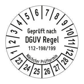 Mehrjahresprüfplakette Geprüft nach DGUV Regel 112 - 198_199 Prüfung von Schutzeinrichtungen - Jahre und Monate