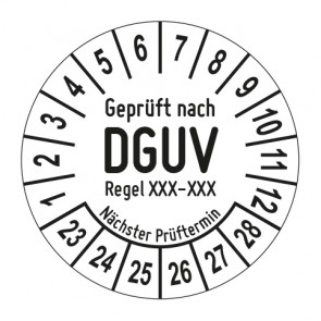Mehrjahresprüfplakette Geprüft nach DGUV Regel Wunschziffer - Jahre und Monate
