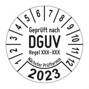 Jahresprüfplakette Geprüft nach DGUV Regel Wunschziffer - Jahreszahl im Bogen_1