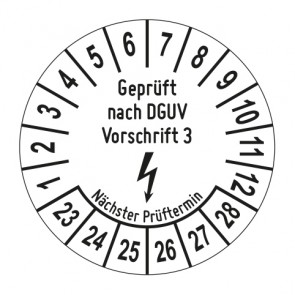 Mehrjahresprüfplakette Geprüft nach DGUV Vorschrift 3 Blitz - Jahre und Monate