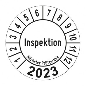 Jahresprüfplakette Nächste Inspektion - Jahreszahl - im Kreisbogen