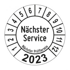 Jahresprüfplakette Nächster Service - Jahreszahl - im Kreisbogen