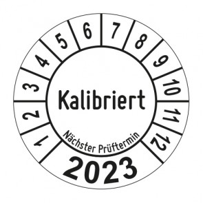 Jahresprüfplakette Kalibriert  - Jahreszahl - im Kreisbogen