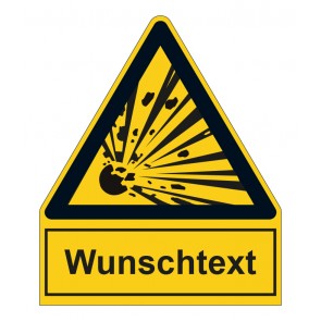 Schild Warnzeichen mit Anhang · Warnung vor explosionsgefährlichen Stoffen