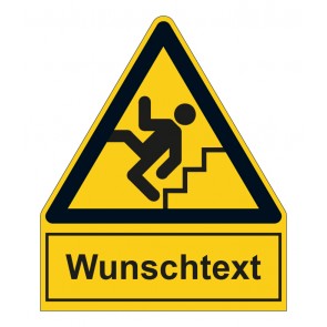Schild Warnzeichen mit Anhang · Warnung Vorsicht Treppe  · selbstklebend