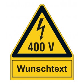 Schild Warnzeichen mit Anhang · Warnung vor elektrischer Spannung 400V
