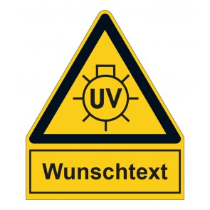 Aufkleber Warnzeichen mit Anhang · Warnung vor UV Strahlung
