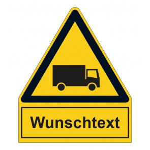 Schild Warnzeichen mit Anhang · Warnung vor Lastkraftwagen - Schwertransport