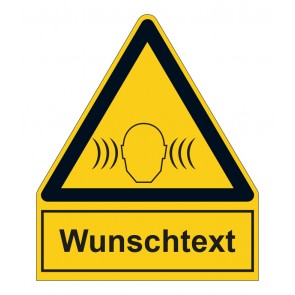 Schild Warnzeichen mit Anhang · Warnung vor lauter Umgebung - hohem Schalldruckpegel · selbstklebend