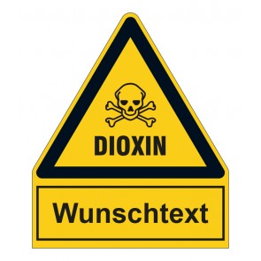 Aufkleber Warnzeichen mit Anhang · Warnung vor Dioxin - Schwermetallen