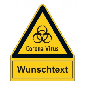 Schild Warnzeichen mit Anhang · Warnung vor Corona Virus · selbstklebend