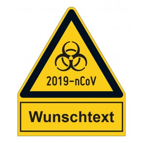 Schild Warnzeichen mit Anhang · Warnung vor 2019-nCoV