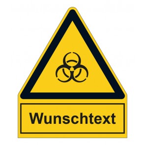Schild Warnzeichen mit Anhang · Warnung vor Biohazard-Virus Wunschtext · selbstklebend